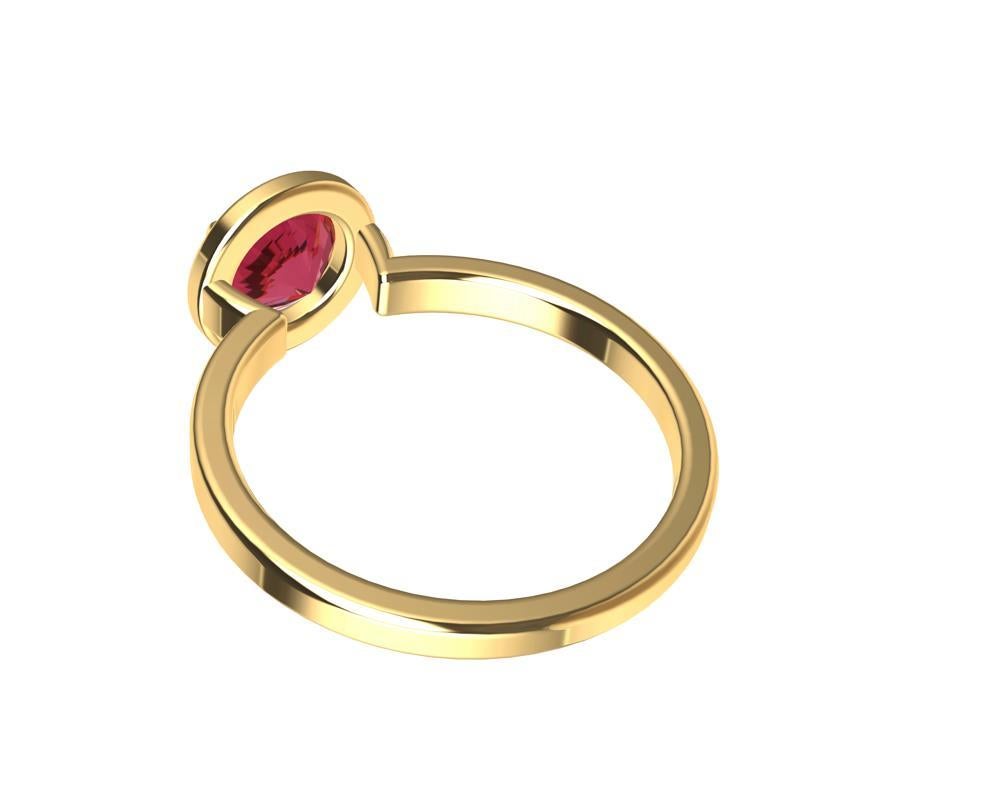 For Sale:  18 Karat Yellow Gold and Pink Sapphire Ring 7