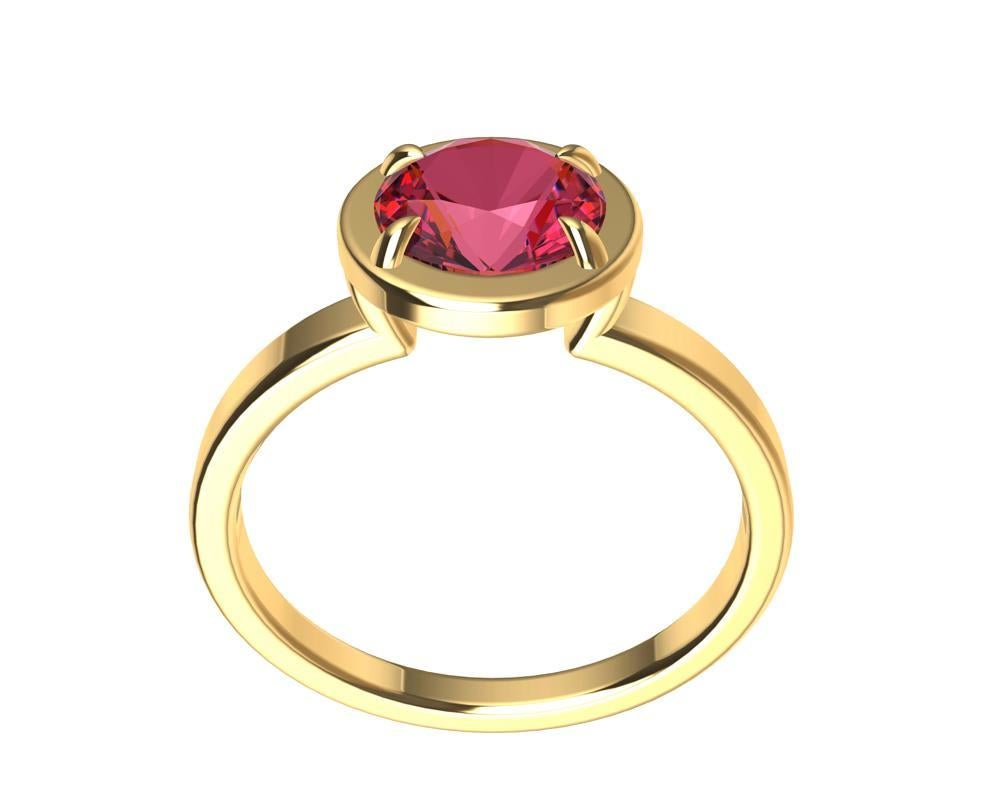 For Sale:  18 Karat Yellow Gold and Pink Sapphire Ring 8