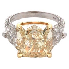 GIA 8,12 Karat 18 Karat Gelbgold / Platin Fancy Hellgelber Diamantring