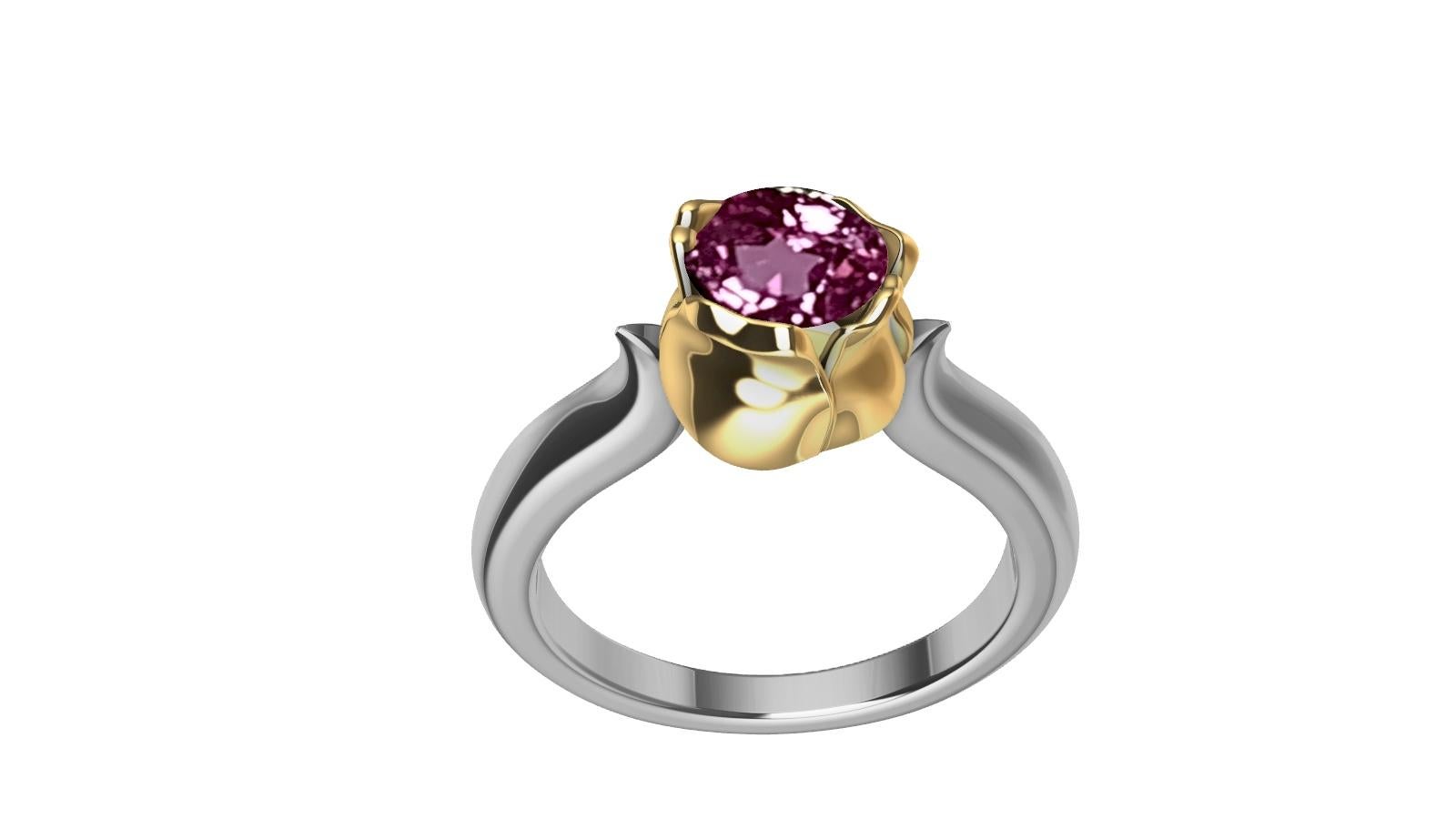 For Sale:  18 Karat Yellow Gold and Platinum Ceritfied Pink Sapphire 1.18 Carat Tulip Ring 2