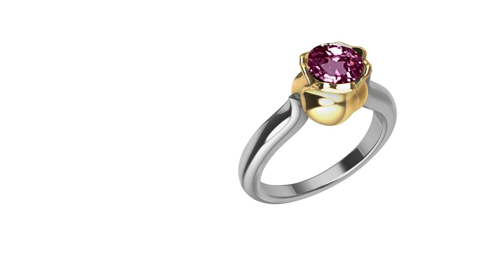 For Sale:  18 Karat Yellow Gold and Platinum Ceritfied Pink Sapphire 1.18 Carat Tulip Ring 3