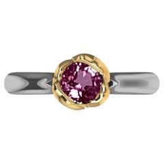 18 Karat Yellow Gold and Platinum Ceritfied Pink Sapphire 1.18 Carat Tulip Ring