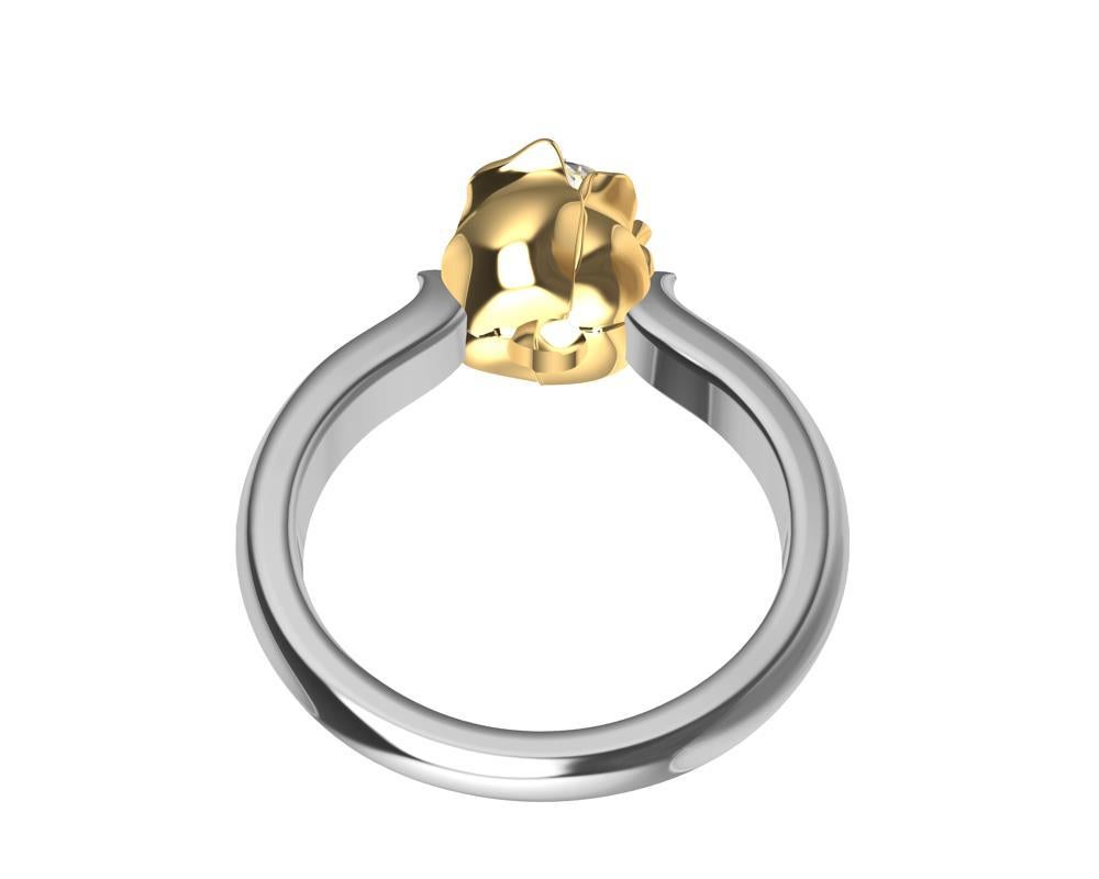 For Sale:  18 Karat Yellow Gold and Platinum GIA Diamond Tulip Engagement Ring 4