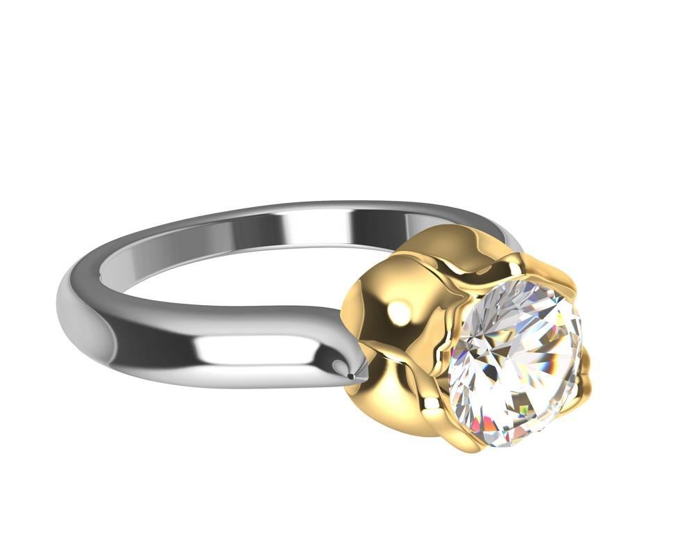 For Sale:  18 Karat Yellow Gold and Platinum GIA Diamond Tulip Engagement Ring 5