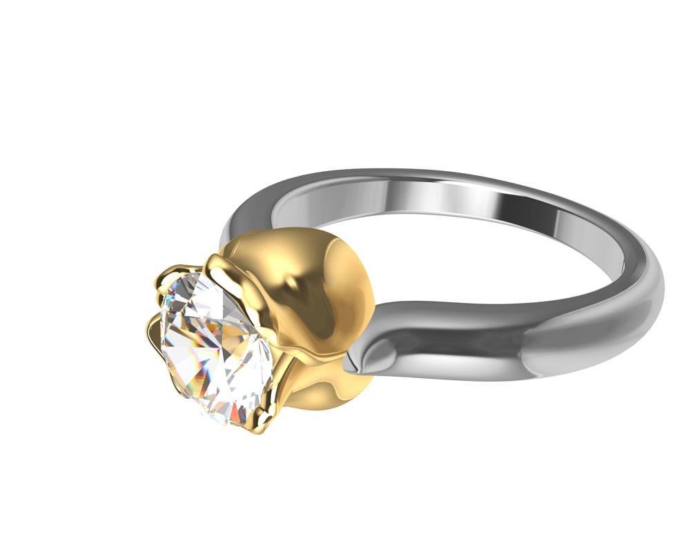 For Sale:  18 Karat Yellow Gold and Platinum GIA Diamond Tulip Engagement Ring 6