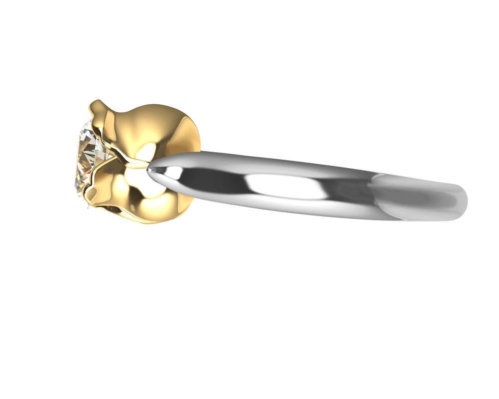 For Sale:  18 Karat Yellow Gold and Platinum GIA Diamond Tulip Engagement Ring 7