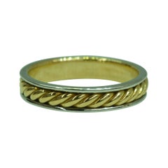 18 Karat Yellow Gold and Platinum Hand Crafted Rope Band