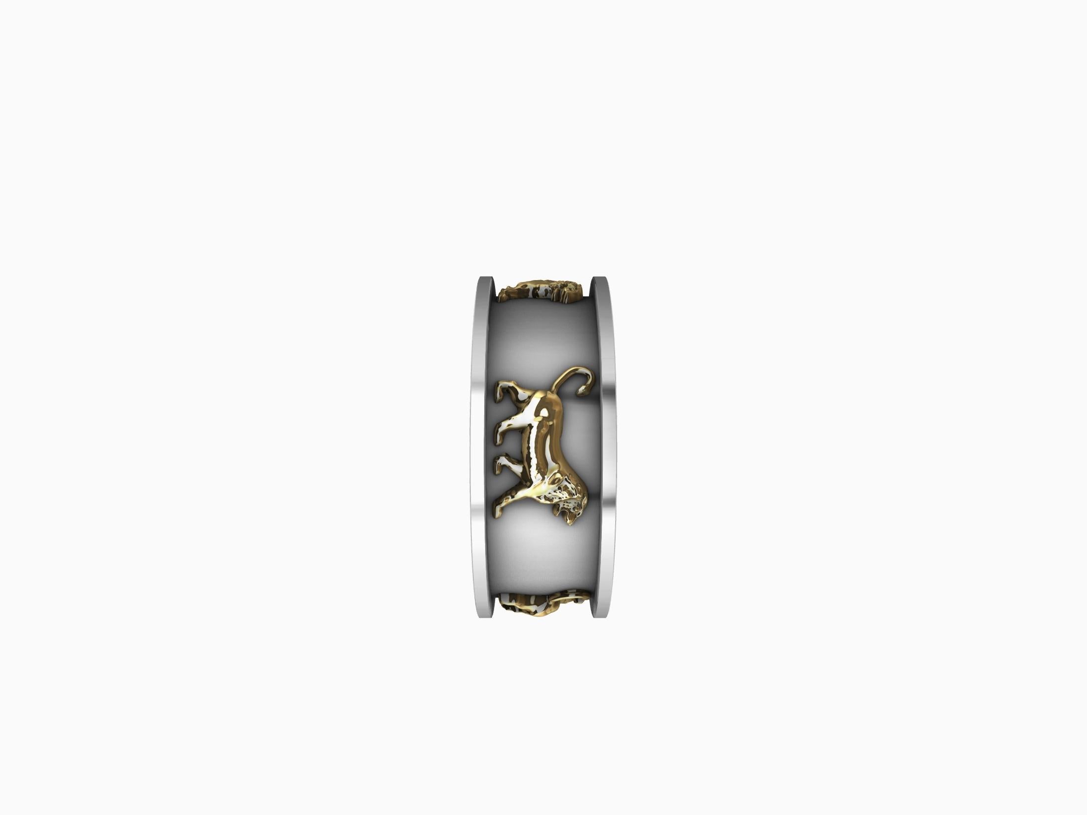 En vente� :  Or jaune 18 carats et platine Bague lion en relief à pierre de Persépolis 2