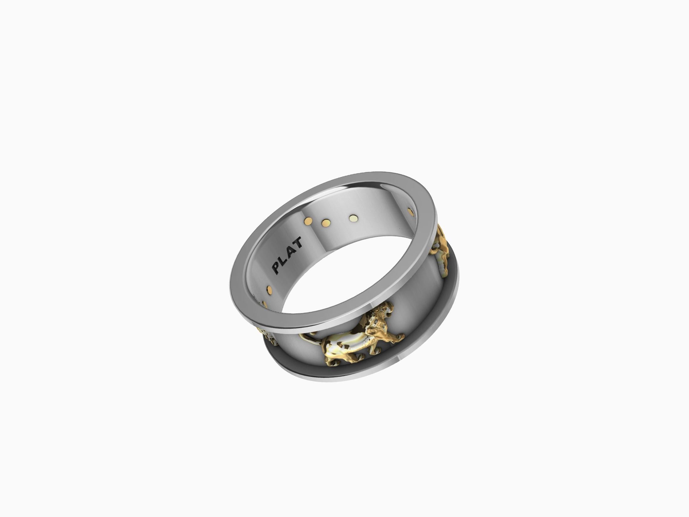 En vente :  Or jaune 18 carats et platine Bague lion en relief à pierre de Persépolis 3