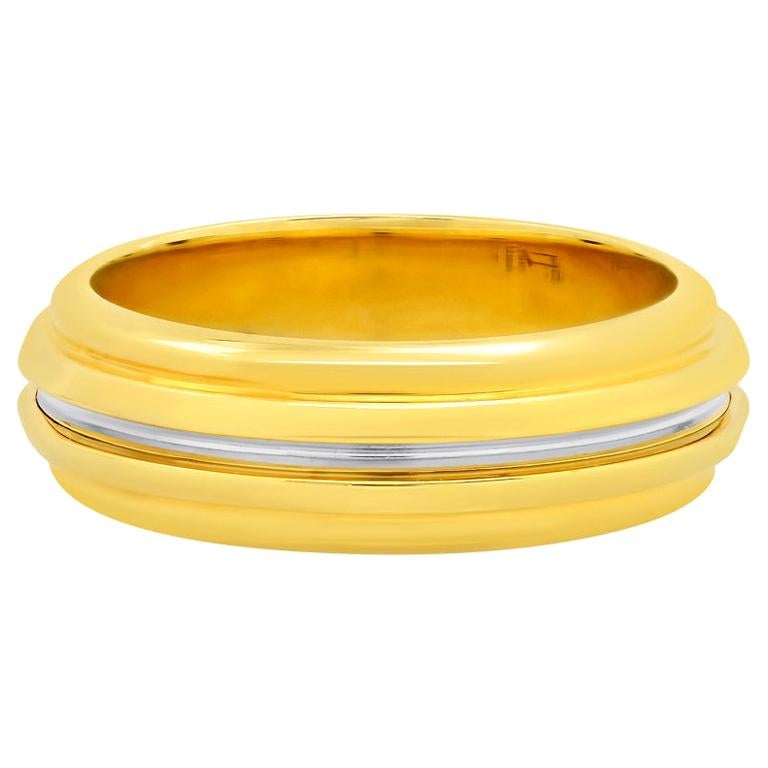 FARBOD 18 Karat Yellow Gold and Platinum Wedding Ring "Noble" 'Unisex' For Sale