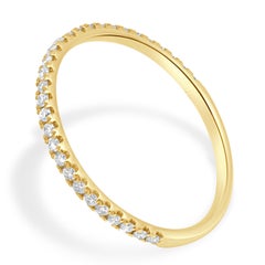 18 Karat Yellow Gold and Prong Set Round Diamond Wedding Band