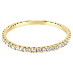 18 Karat Yellow Gold and Prong Set Round Diamond Wedding Band