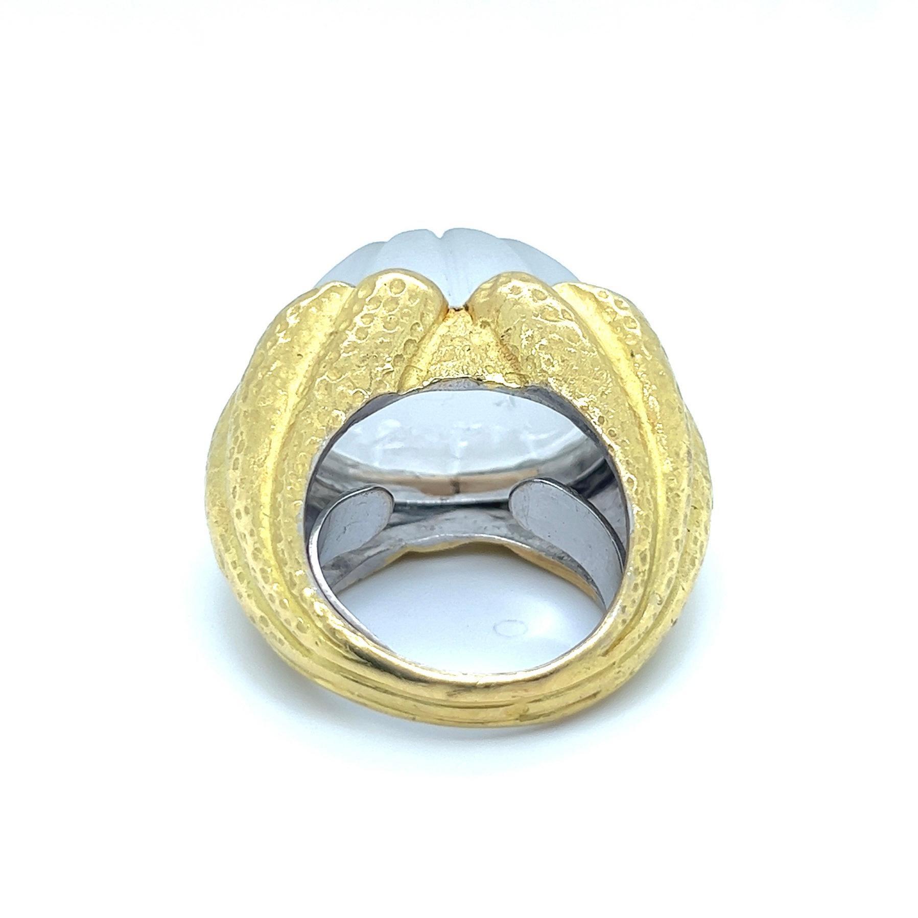 Modern 18 Karat Yellow Gold and Rock Crystal Cocktail Ring by David Webb For Sale