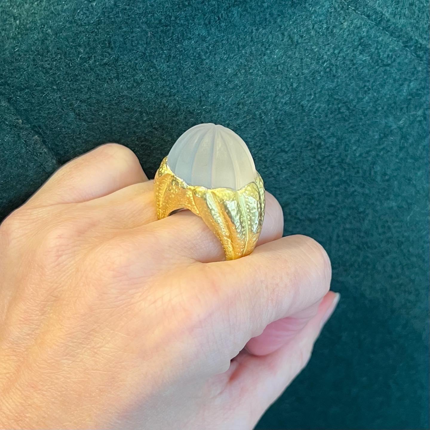 18 Karat Yellow Gold and Rock Crystal Cocktail Ring by David Webb For Sale 3