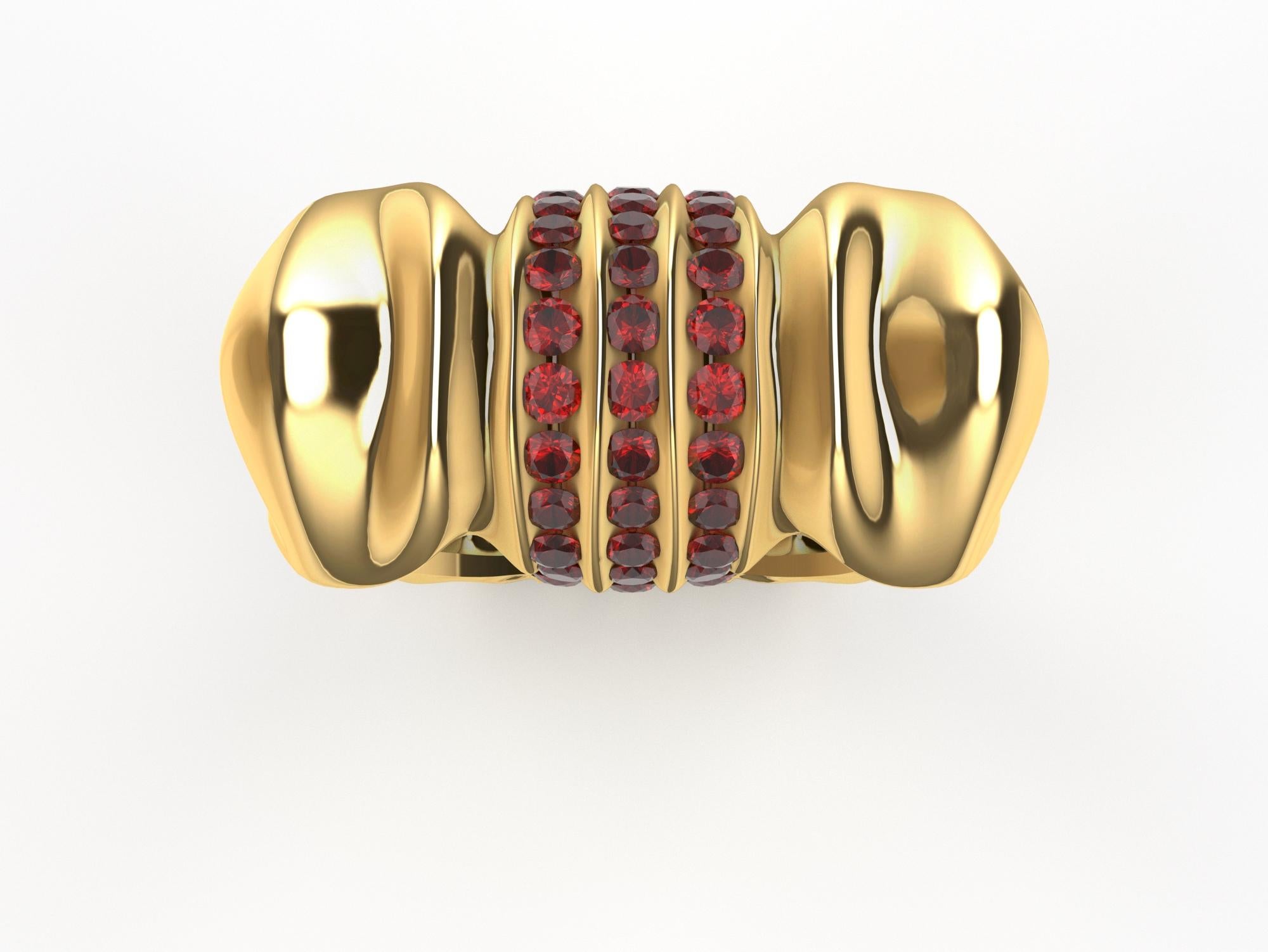 For Sale:  18 Karat Yellow Gold and Rubies Blue Boy Cactus  Ring 5