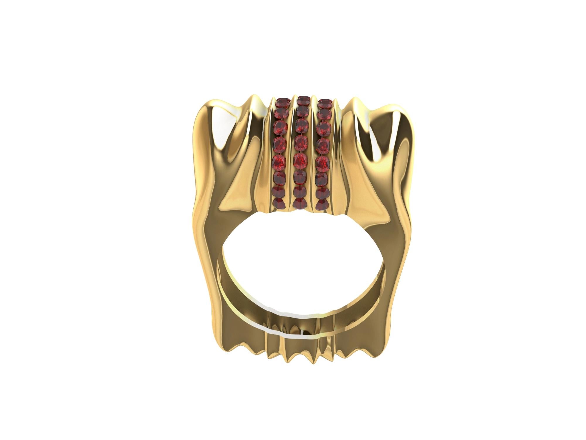 For Sale:  18 Karat Yellow Gold and Rubies Blue Boy Cactus  Ring 9