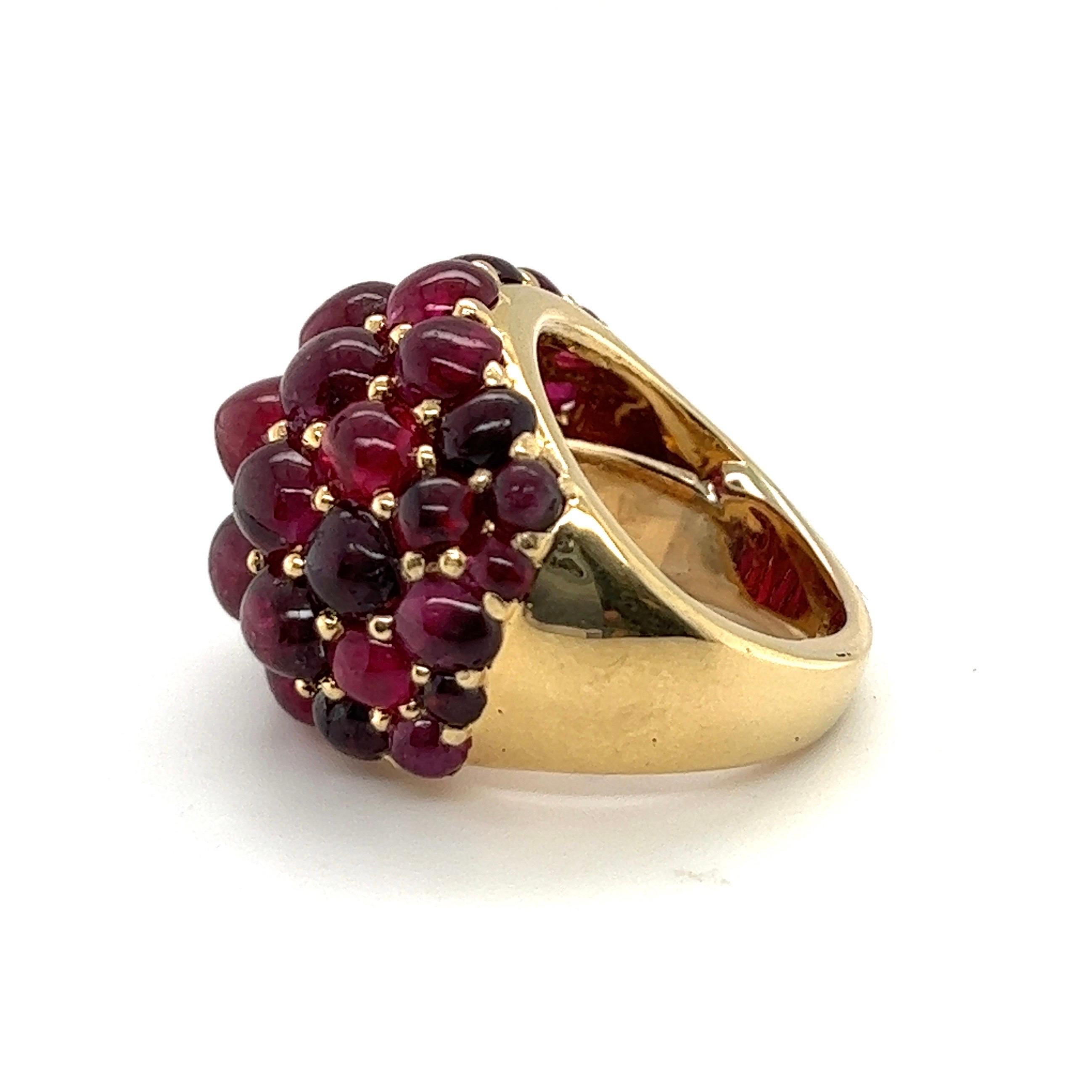 Modern 18 Karat Yellow Gold and Ruby Cocktail Ring For Sale