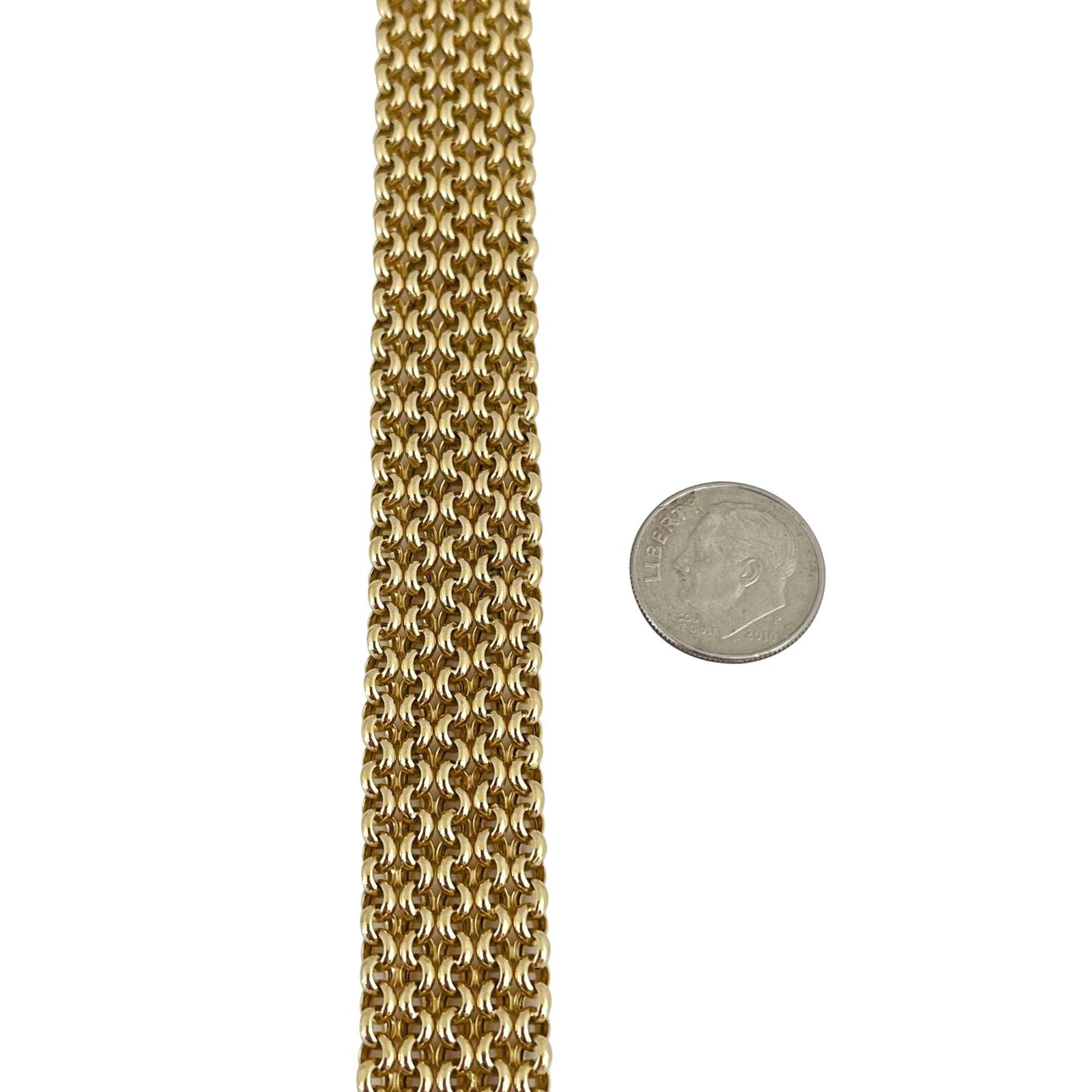 18 Karat Yellow Gold and Ruby Ladies Fancy Mesh Link Bracelet Italy  2