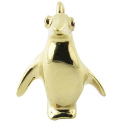 18 Karat Yellow Gold and Ruby Penguin Charm