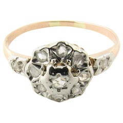 18 Karat Yellow Gold and Sterling Silver Diamond Ring