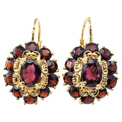 18 Karat Yellow Gold and Synthetic Garnet Earrings