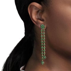 18 Karat Yellow Gold and Tsavorites Stiletto Earrings