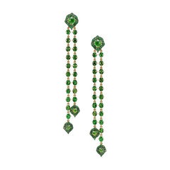 18 Karat Yellow Gold and Tsavorites Stiletto Earrings