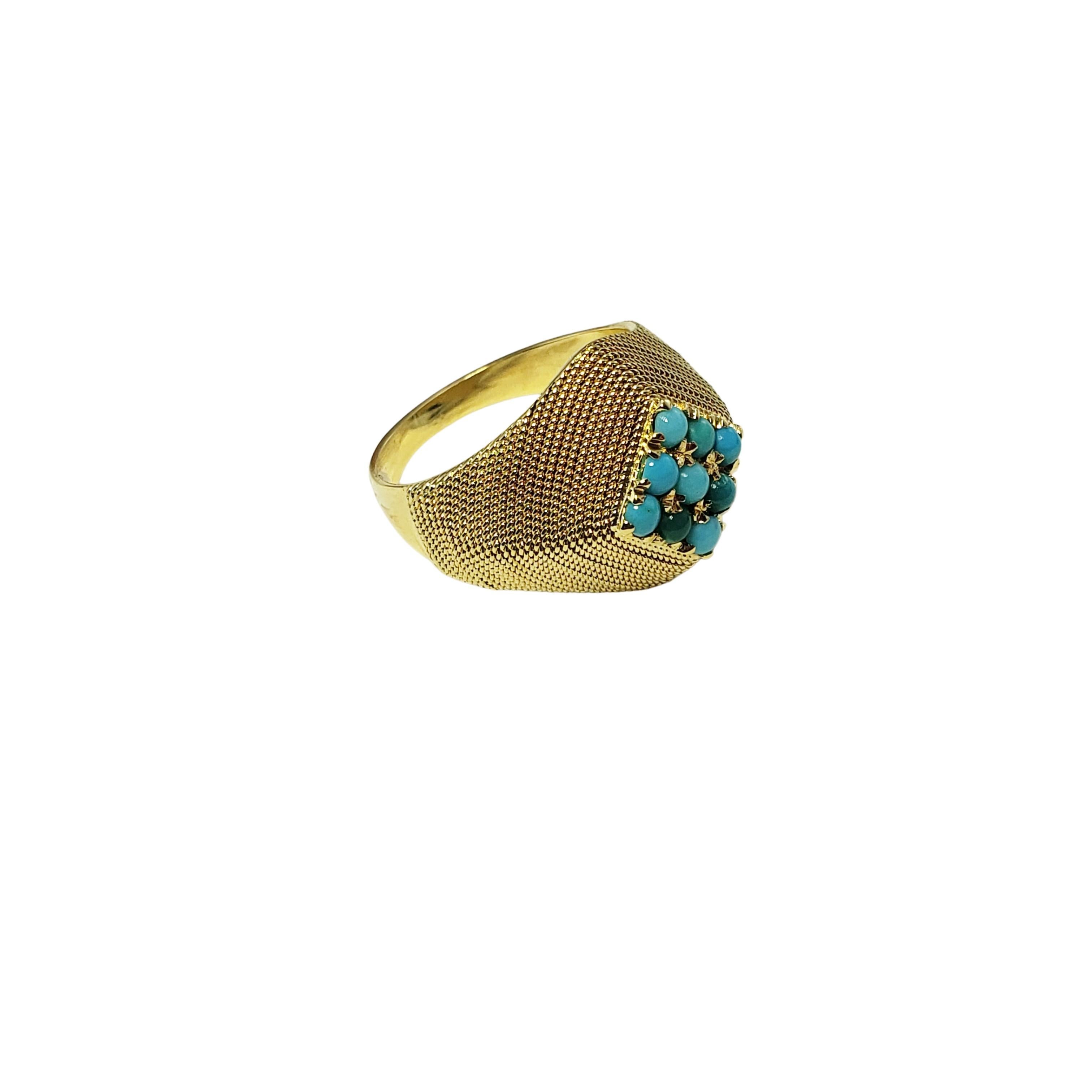 Cabochon Anello in oro giallo 18 carati e turchese