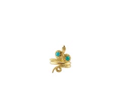 18 Karat Yellow Gold and Turquoise Snake Ring Size 7.5 #16616