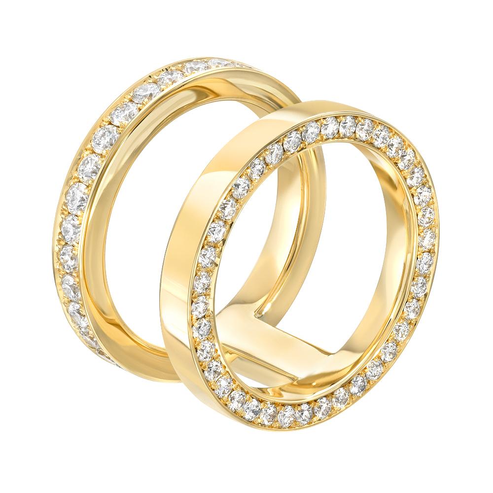 18 Karat Yellow Gold and White Diamond Doublet Ring For Sale