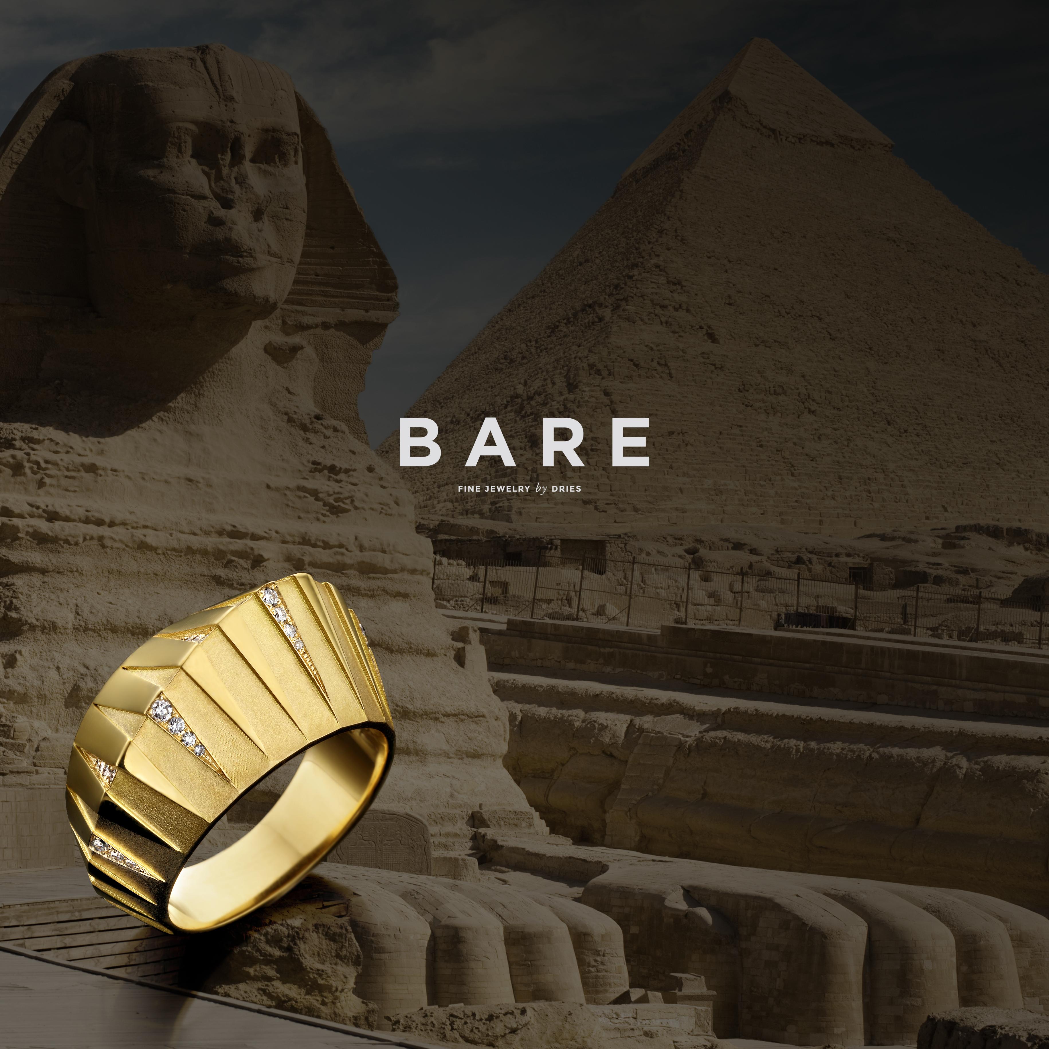 ‘Classic Redesigned’.
THEBES, a collection inspired by the wonders and beauty of Ancient Egypt.
PYRAMID ring crafted in 18kt Yellow Gold and 0.13ct White Diamonds (23 stones).