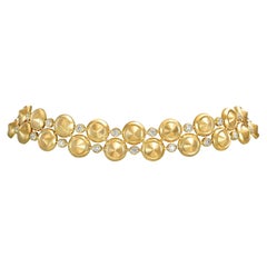 Collier ras du cou en or jaune 18 carats et diamants blancs
