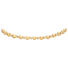 18 Karat Gelbgold und weiße Diamanten Choker-Halskette