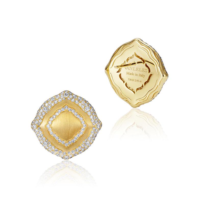 Contemporary 18 Karat Yellow Gold and White Diamonds Fringe Earrings