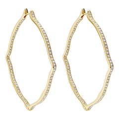 Boucles d'oreilles créoles Jumbo en or jaune 18 carats et diamants blancs