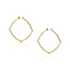 18 Karat Gelbgold und weiße Diamanten Große Creolen