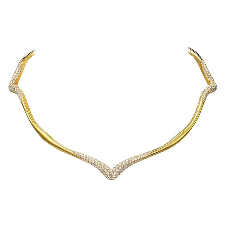 Collier en or jaune 18 carats et diamants blancs
