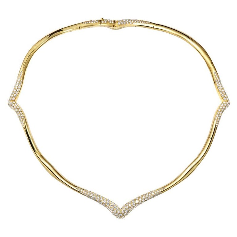 The Nile yellow gold and white diamond necklace, 2019
