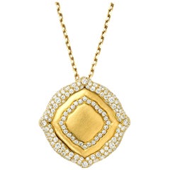 18 Karat Yellow Gold and White Diamonds Pendant