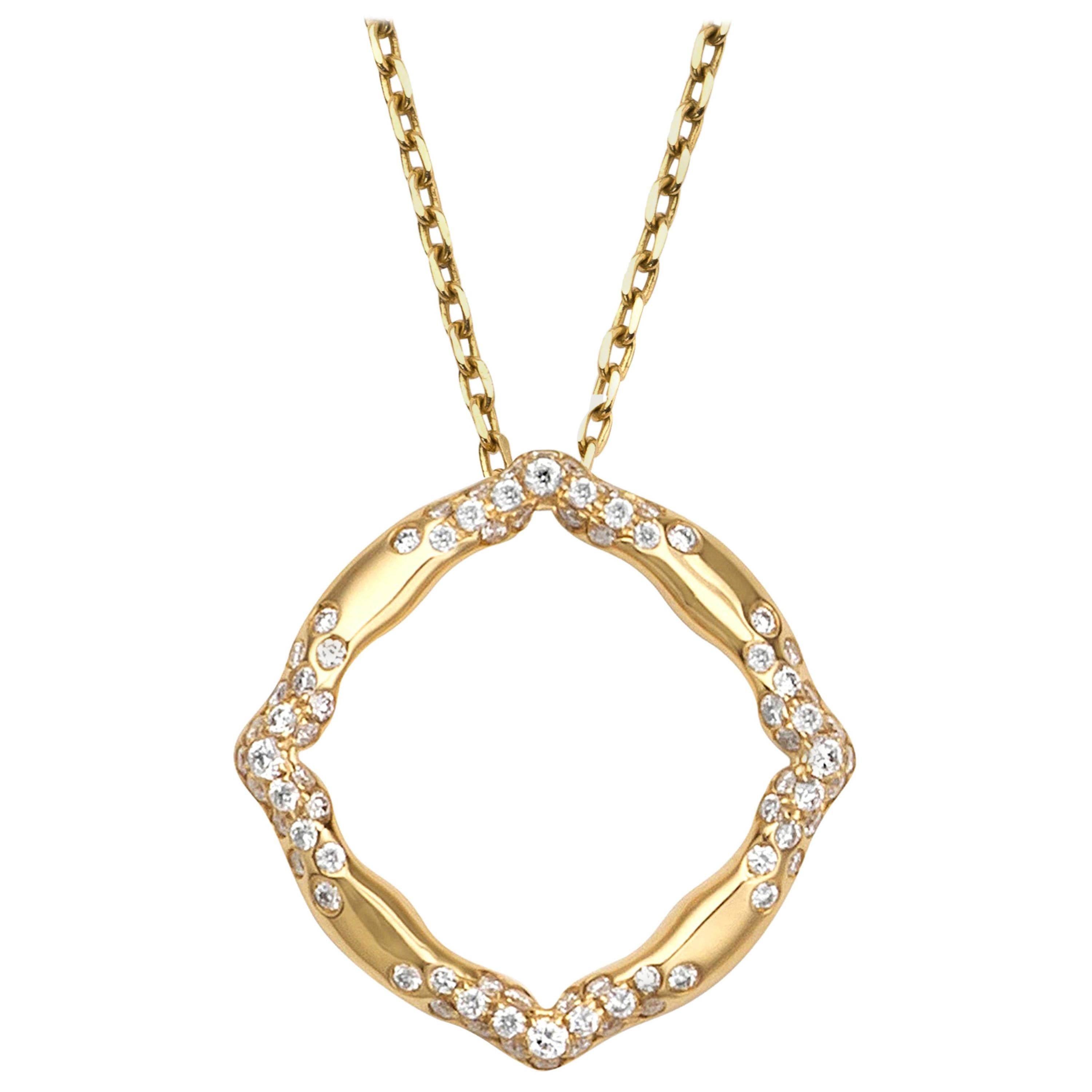 18 Karat Yellow Gold and White Diamonds Pendant