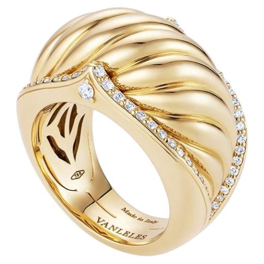 Bague en or jaune 18 carats et diamants blancs en vente