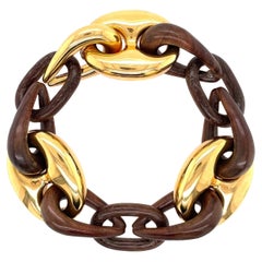 18 Karat Yellow Gold and Wood Bracelet