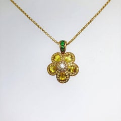 18 Karat Yellow Gold and Yellow Sapphire Flower Power Pendant