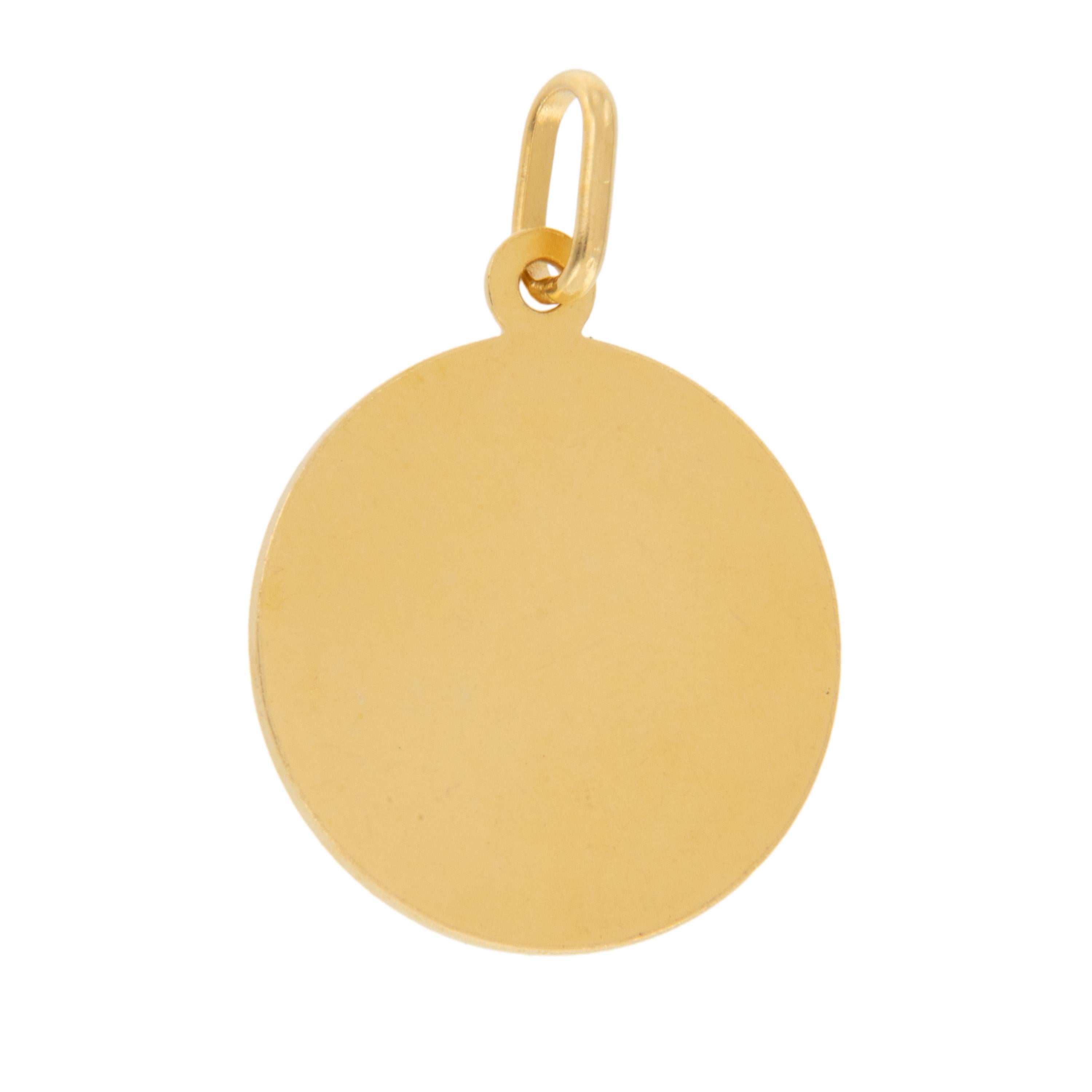 18 Karat Yellow Gold Angel Medal Charm Made in Italy In New Condition For Sale In Troy, MI