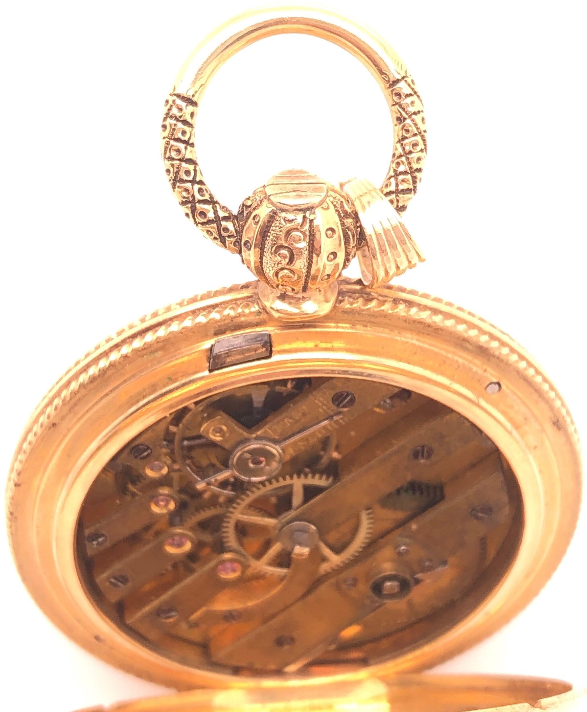 Reloj de bolsillo Breguet a Paris antiguo de oro amarillo de 18 quilates con esfera de porcelana en venta 5