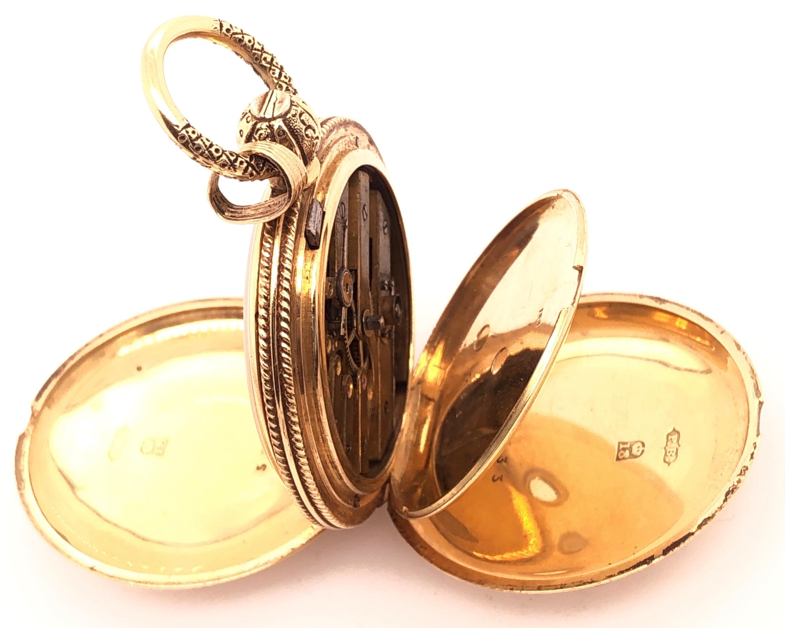 Breguet Paris Montre de poche ancienne en or jaune 18 carats avec cadran en porcelaine 7