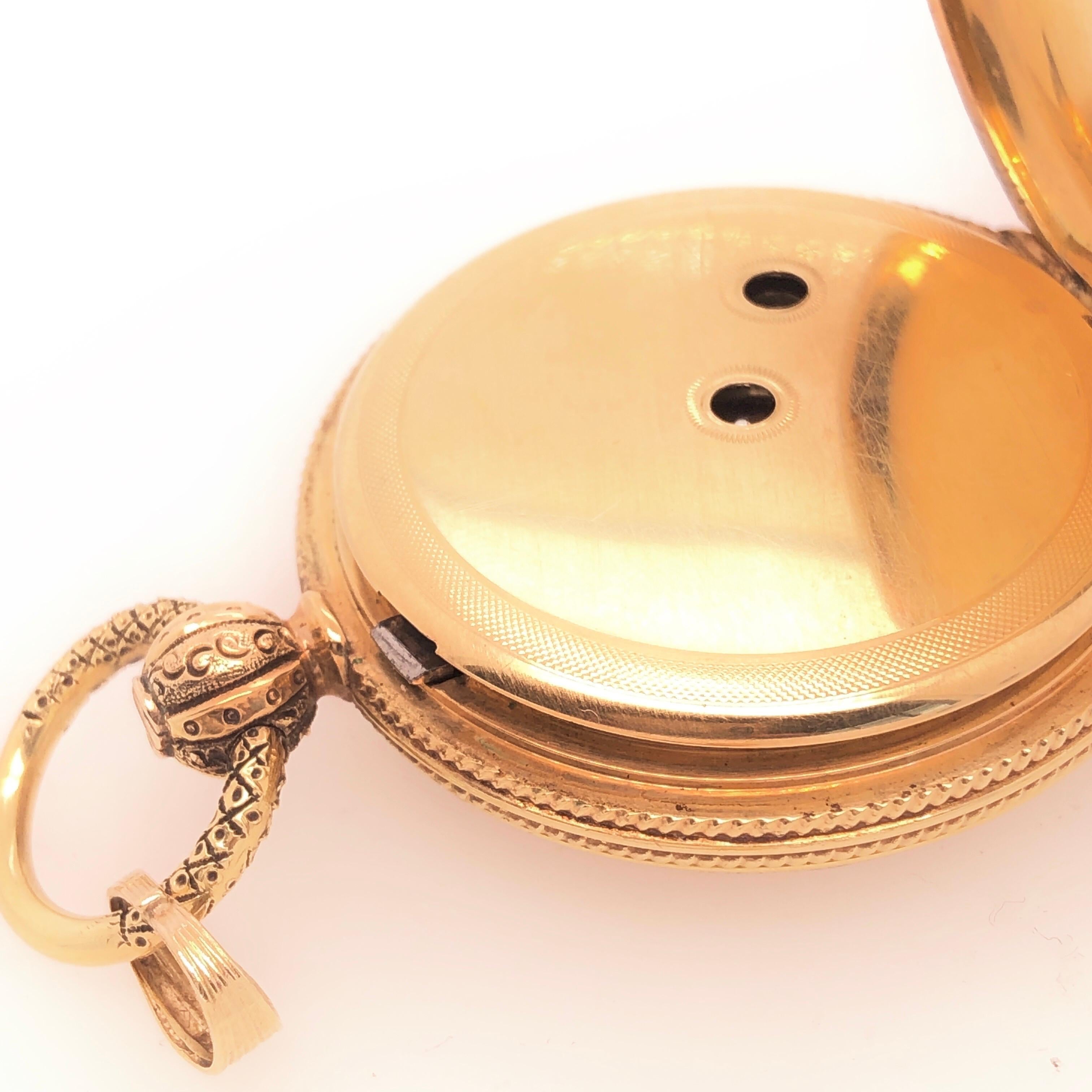 18 Karat Yellow Gold Antique Breguet Paris Pocket Watch with Porcelain Dial 6