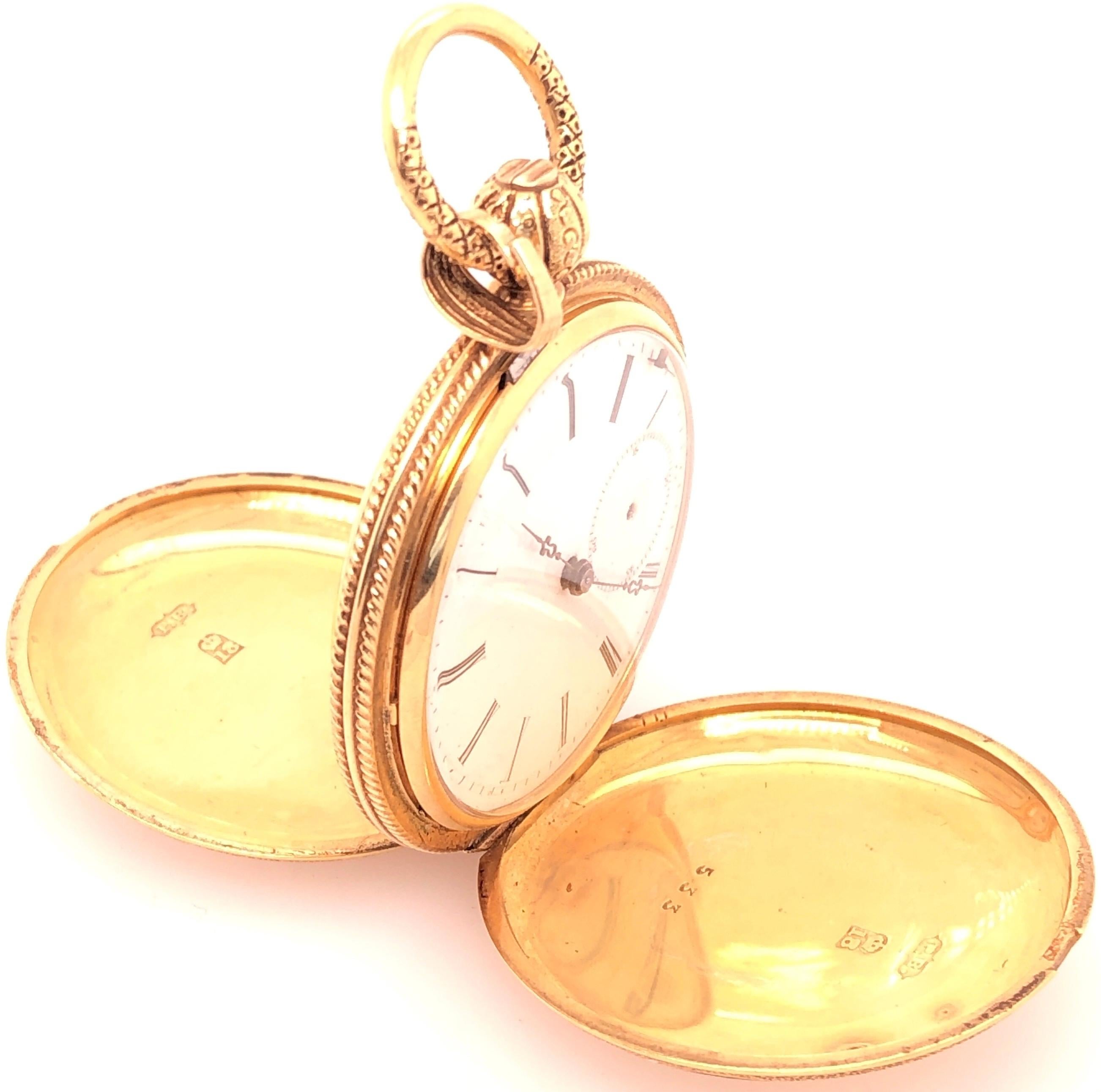 Breguet Paris Montre de poche ancienne en or jaune 18 carats avec cadran en porcelaine Bon état à Stamford, CT