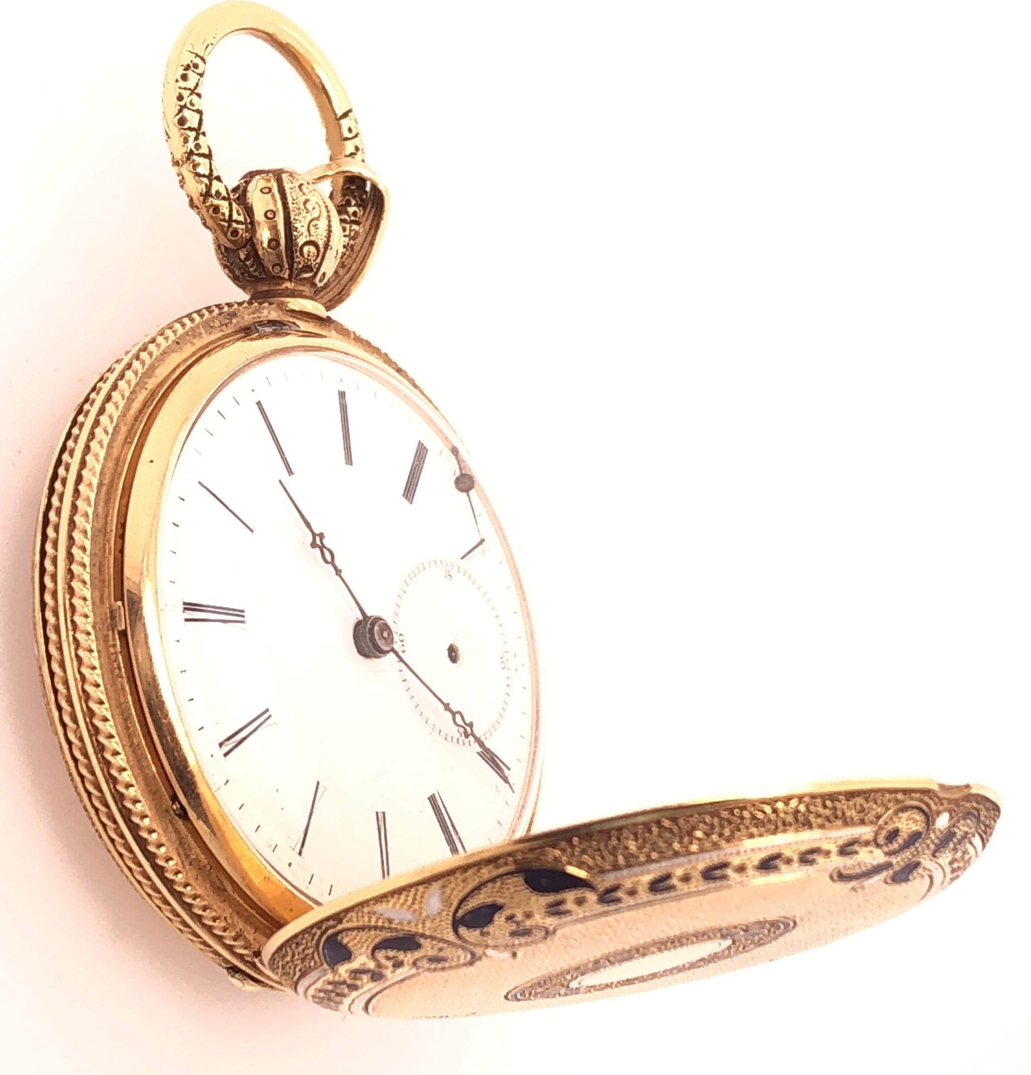 Femenino o masculino Reloj de bolsillo Breguet a Paris antiguo de oro amarillo de 18 quilates con esfera de porcelana en venta