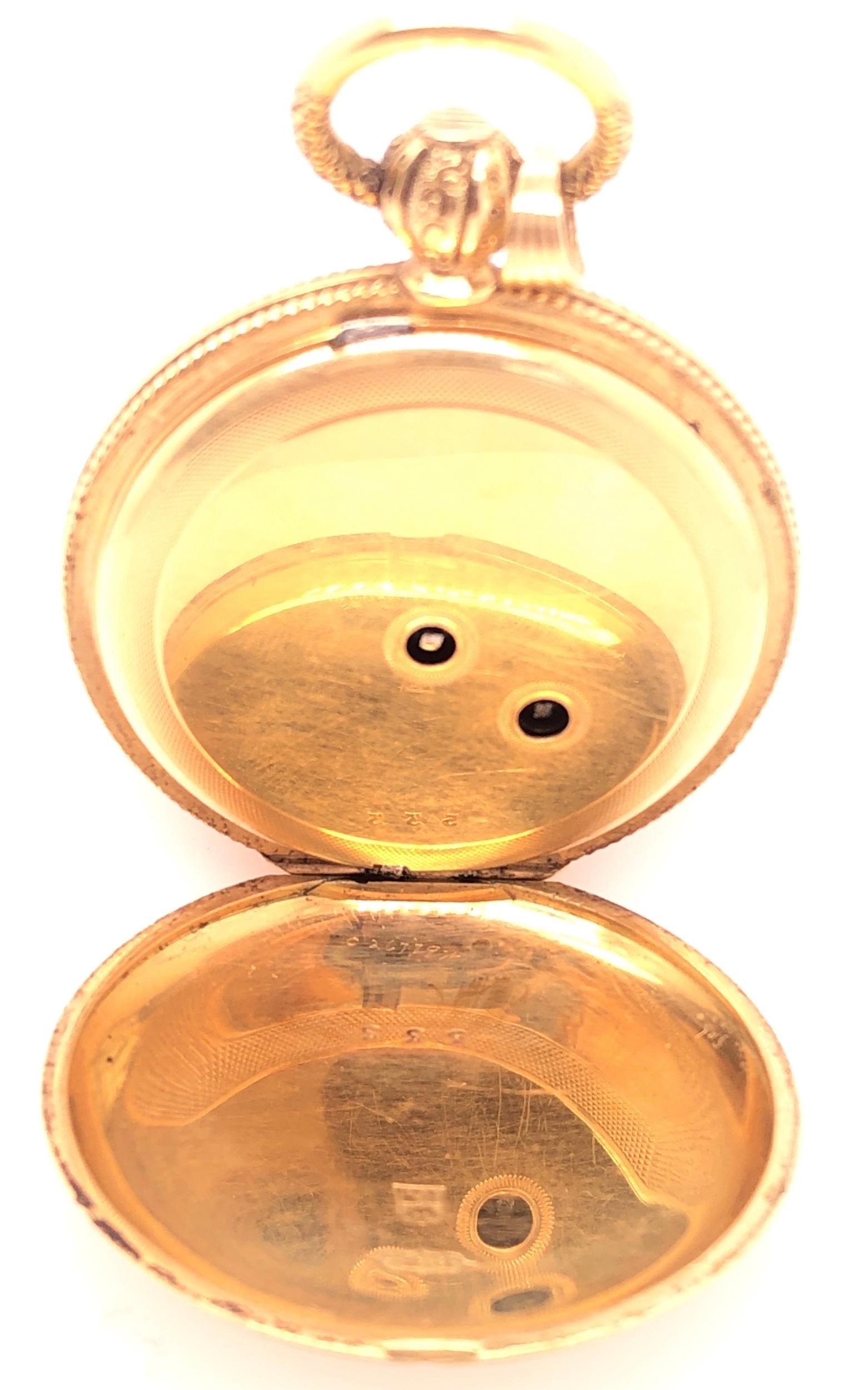 Breguet Paris Montre de poche ancienne en or jaune 18 carats avec cadran en porcelaine 1